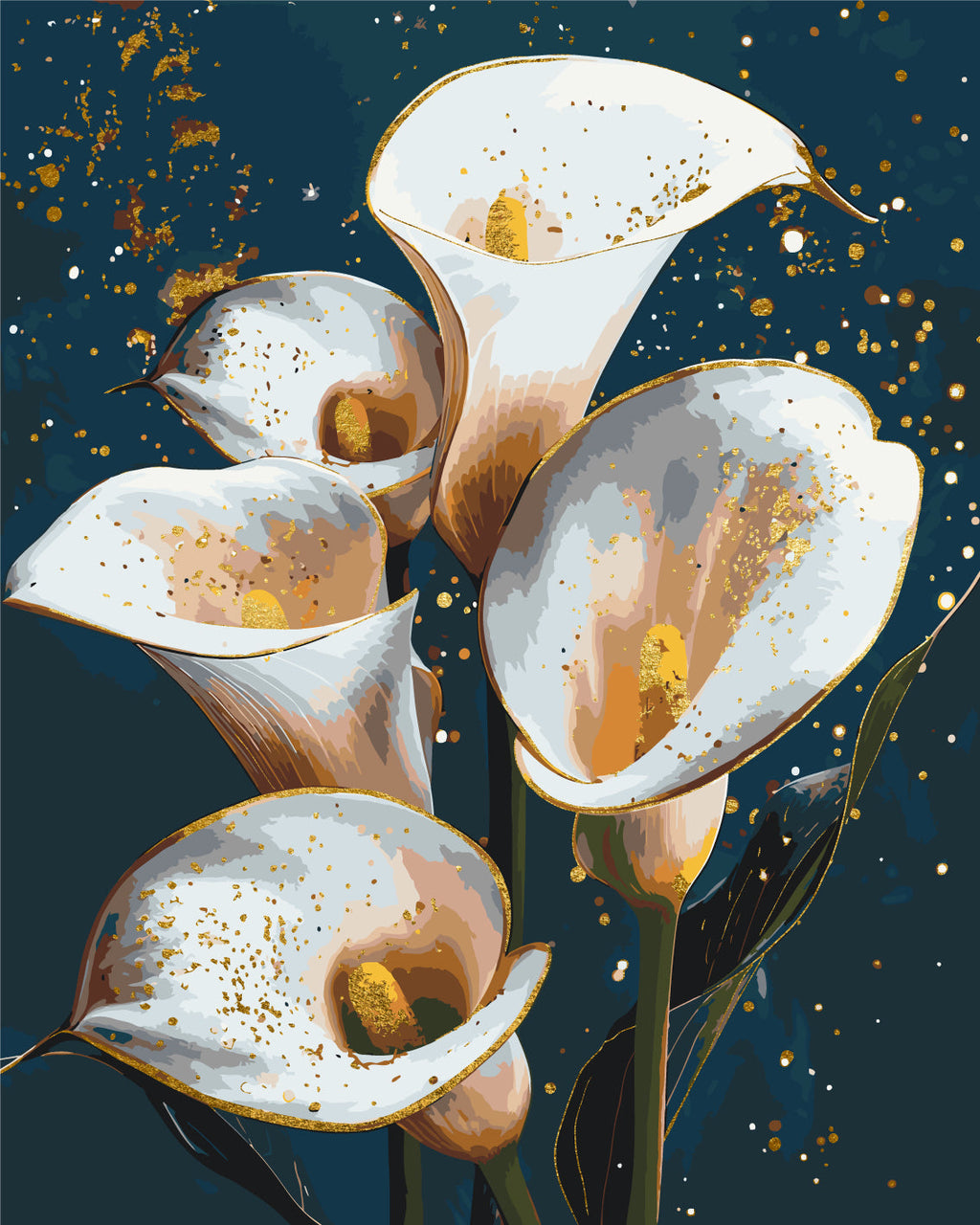 Lirios blancos con pinturas metálicas 40*50 cm LW 30360