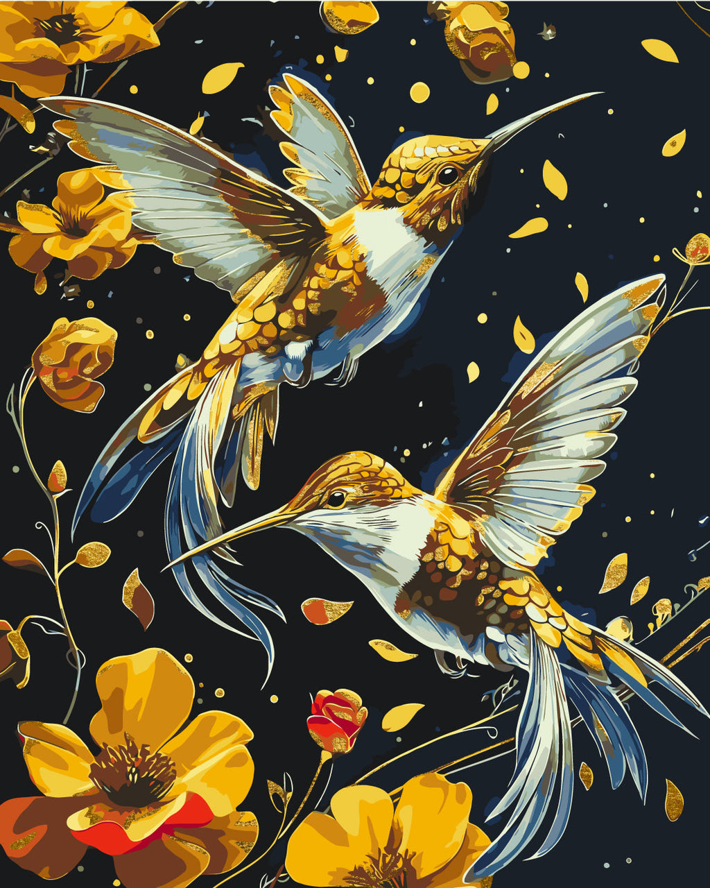 Baile de pájaros con colores metálicos 40*50 cm LW 30759