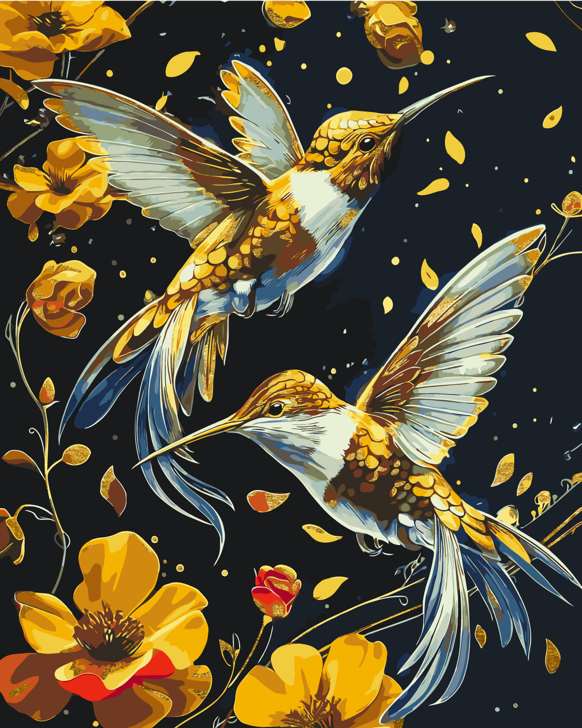 Baile de pájaros con colores metálicos 40*50 cm LW 30759
