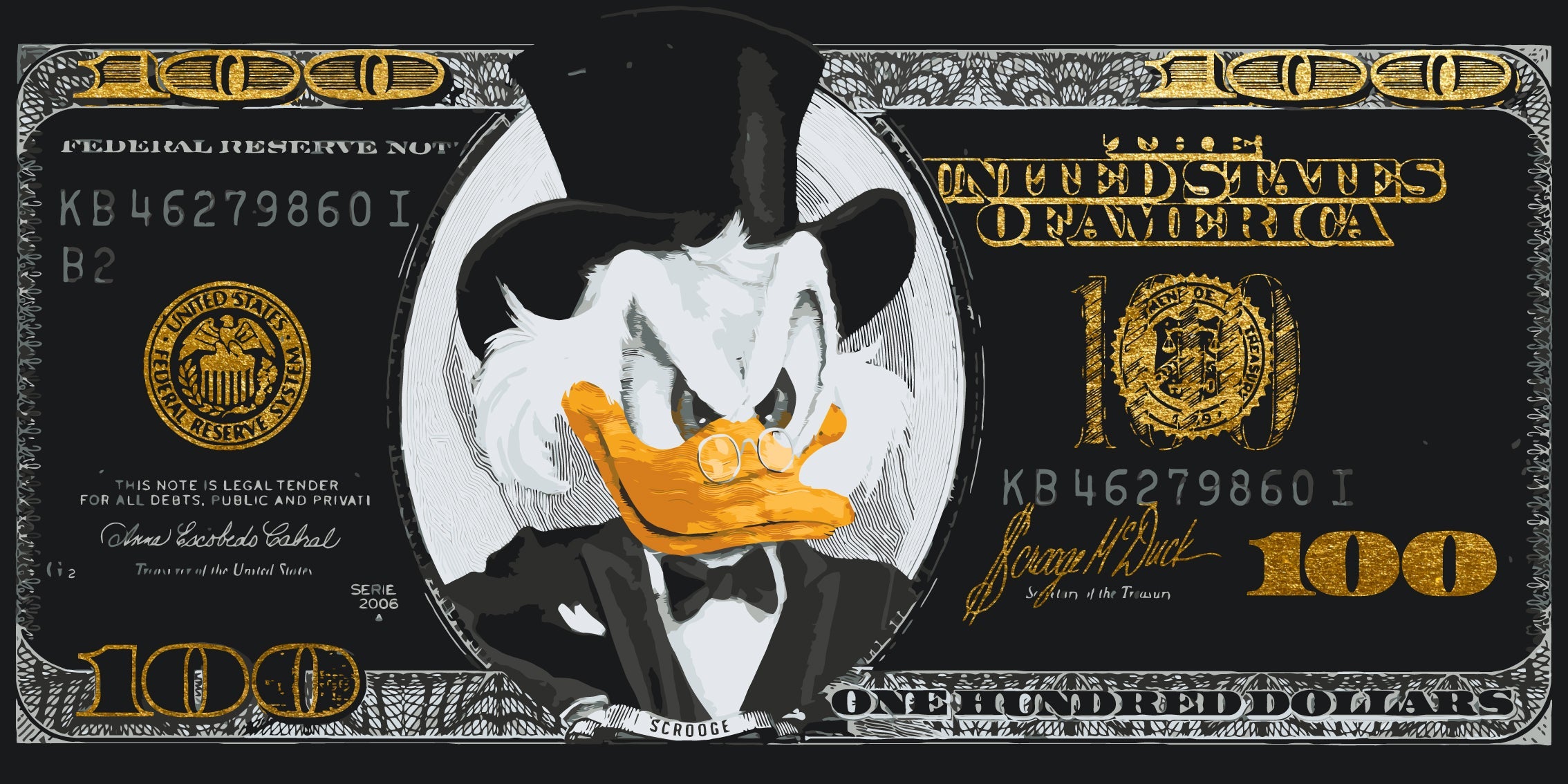 Dólar negro con colores metálicos (dorados) 40*80 cm LW 3287