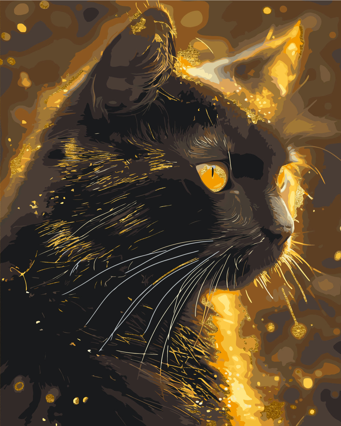 Gato Negro con colores metálicos 40*50 cm LW 3301
