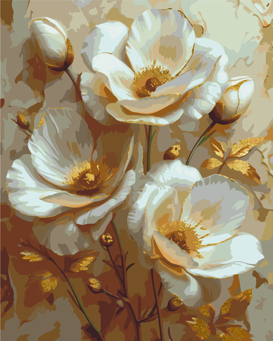 Flores blancas con colores metálicos 40*50 cm LW 3302