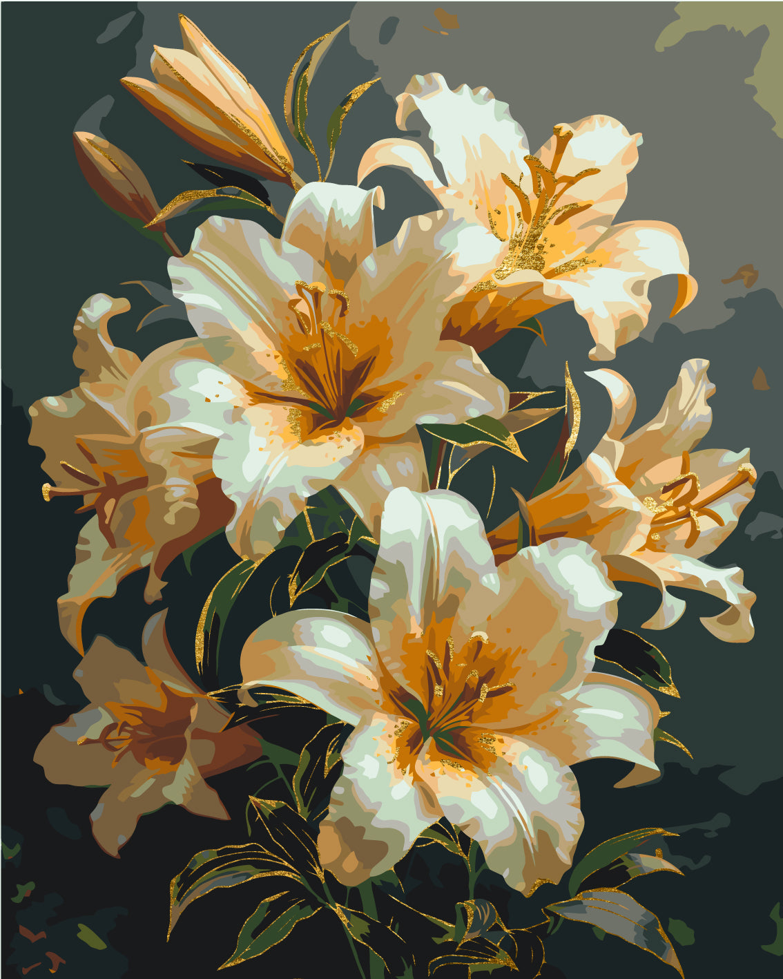 Flores Lirios brillantes con colores metálicos 40*50 cm LW 3303