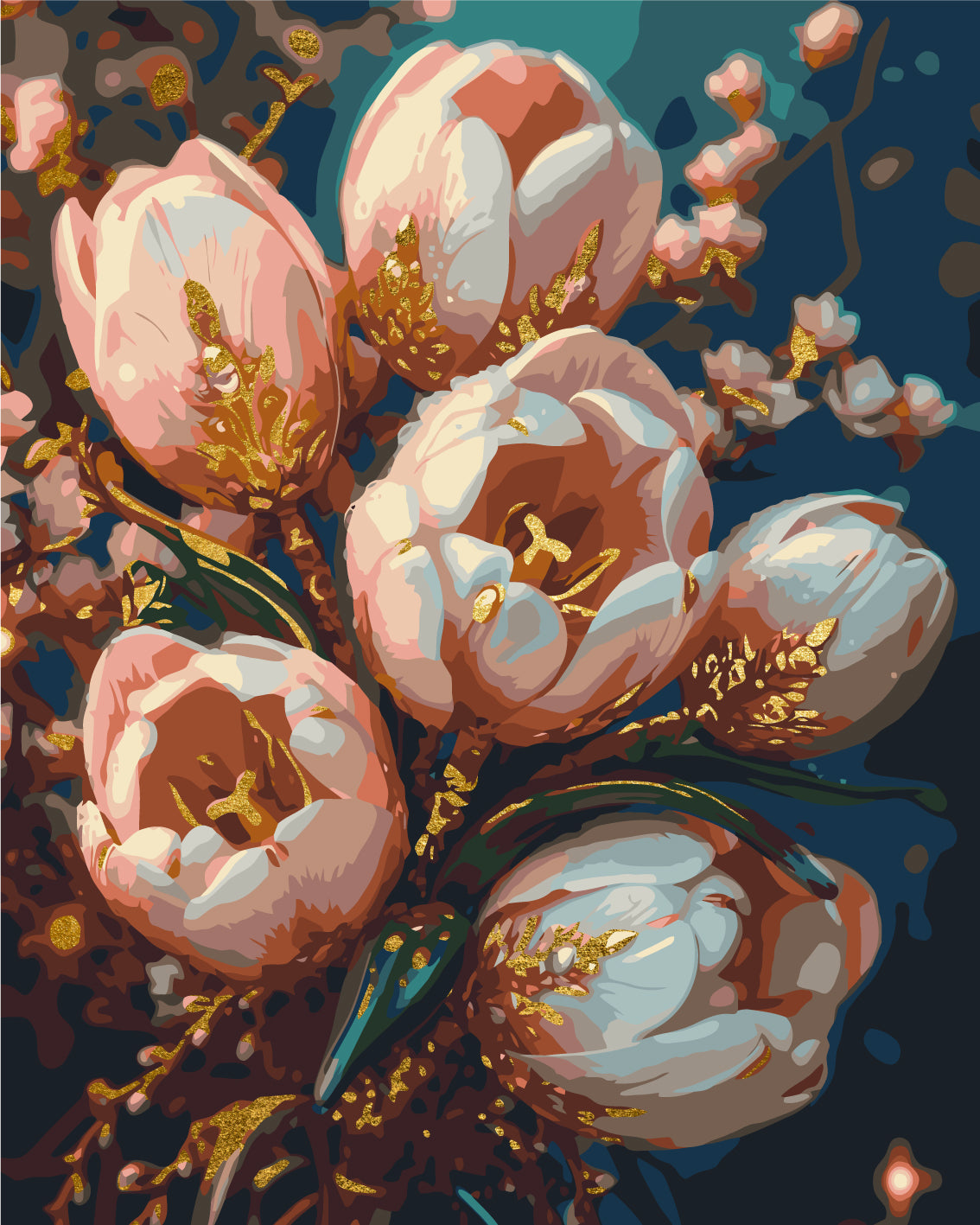 Delicados tulipanes con colores metálicos (oro) 40*50 cm LW 3304