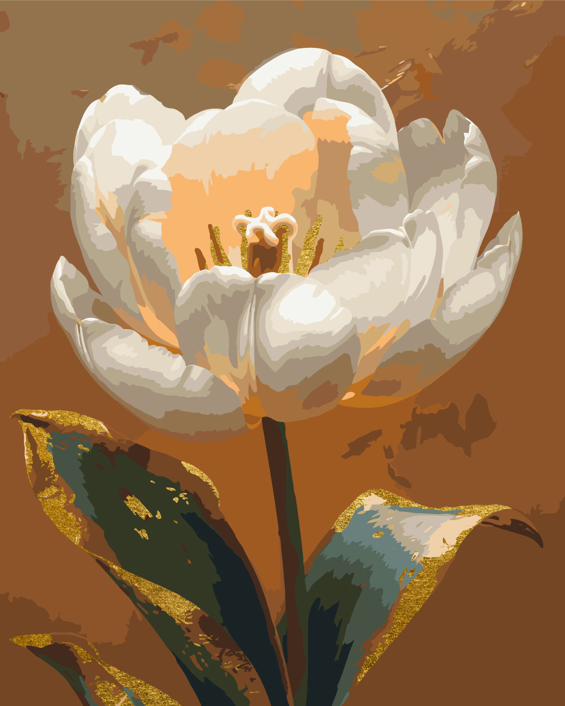Peonía blanca con colores metálicos 40*50 cm LW 3305