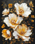 Flores doradas sobre fondo negro con pinturas metálicas 40*50 cm LW 3335