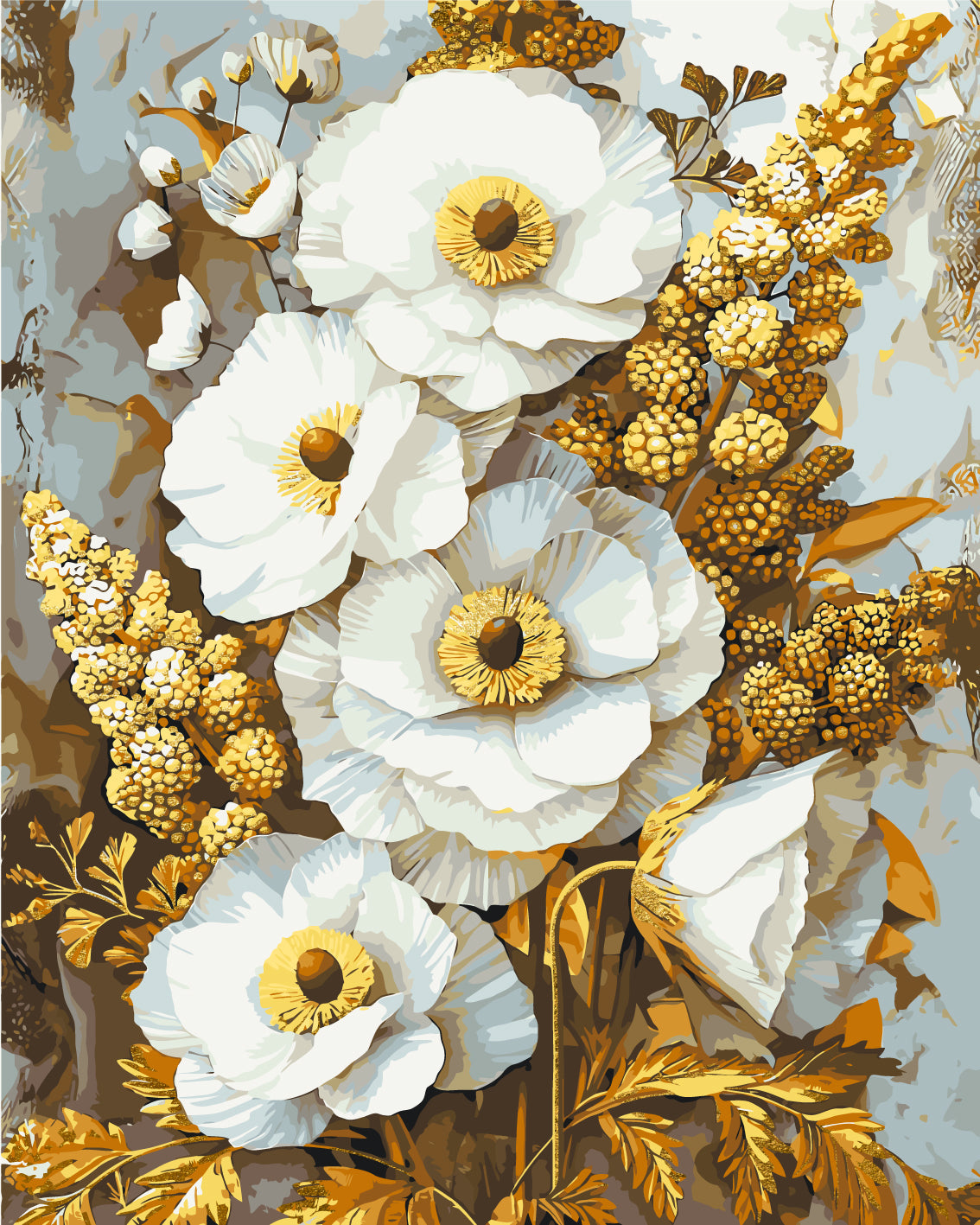 Flores nobles con pinturas metálicas 40*50 cm LW 3336