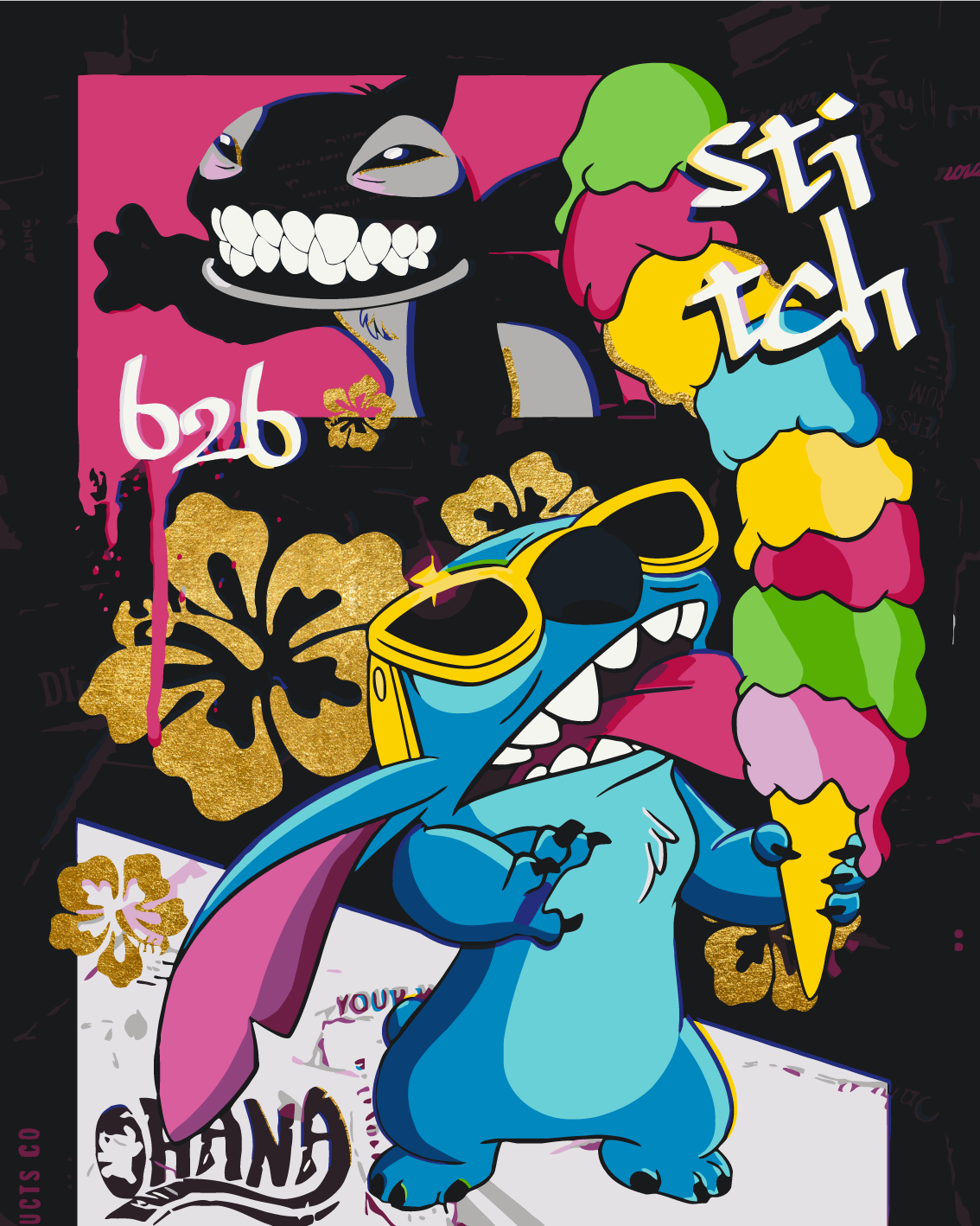 Stitch con colores metálicos 40*50 cm LW 3423