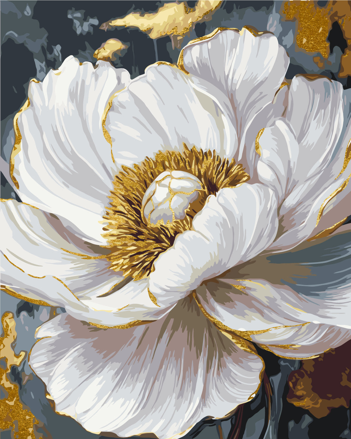 Peonía blanca con colores metálicos 40*50 cm LW 3429