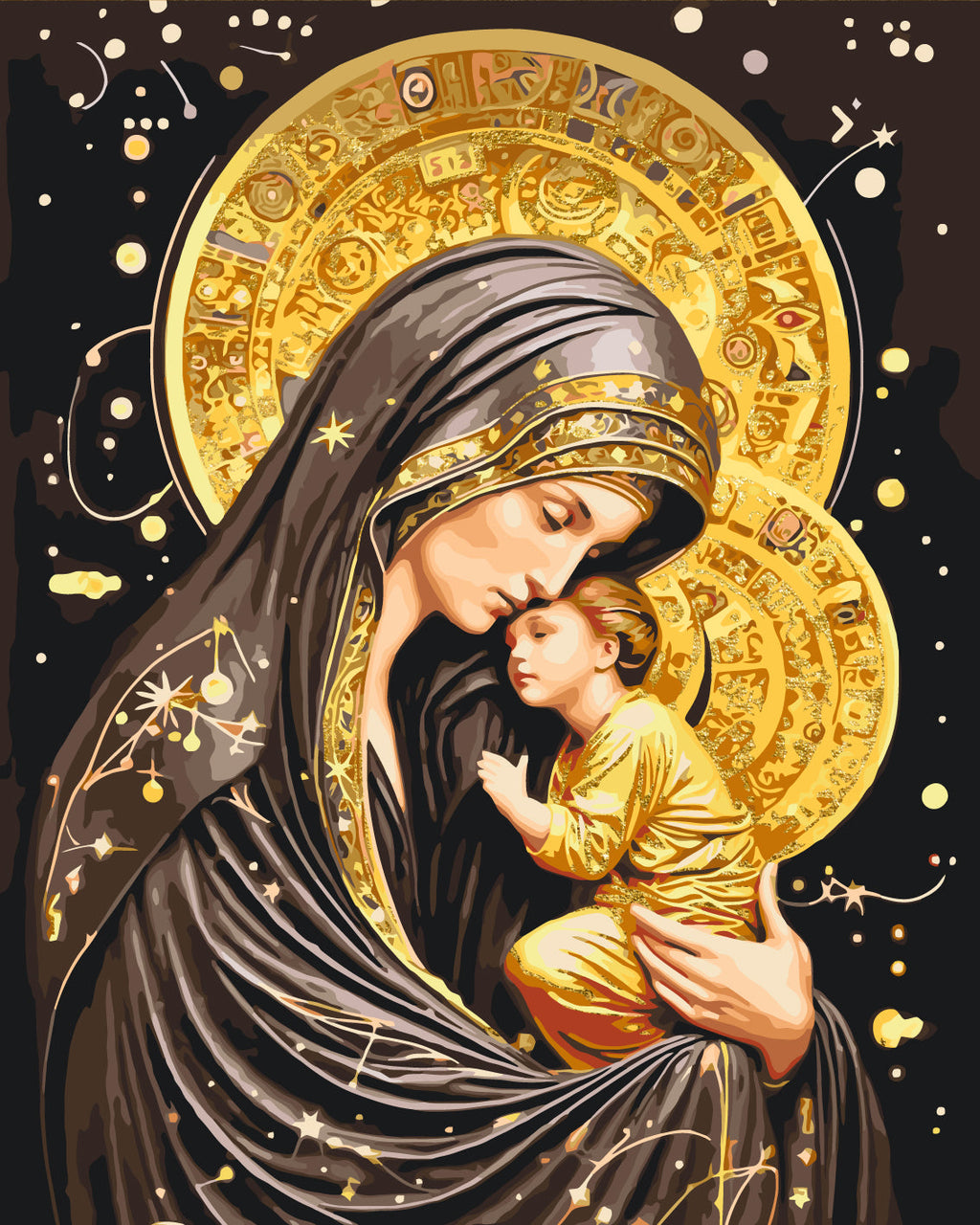 Icono de Santa Madre de Dios con colores metálicos 40*50 cm LW 3433