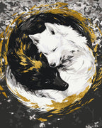 Par de lobos con colores metálicos (yin yang) 40*50 cm LW 3458