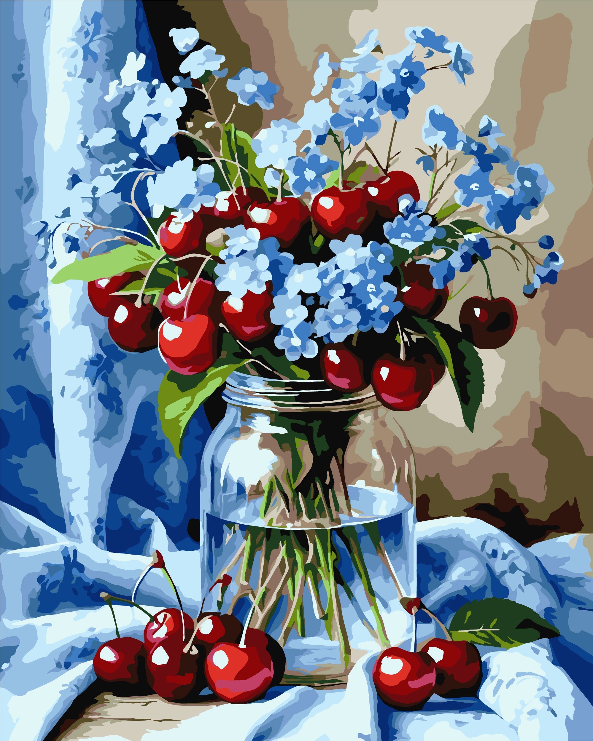 Ramo de flores con cerezas 40*50 cm LW 3505