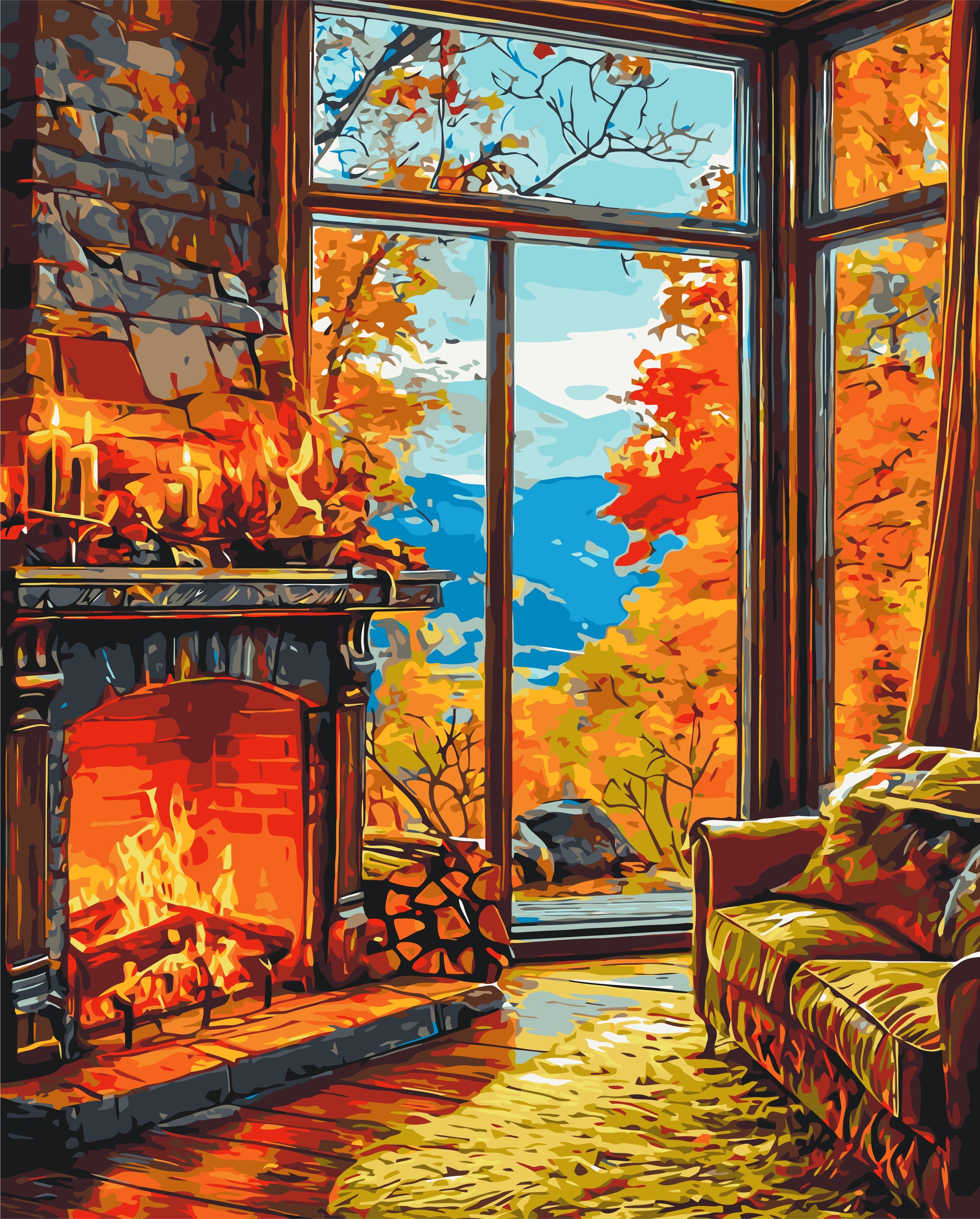 Calor de la chimenea otoñal 40*50 cm LW 3518