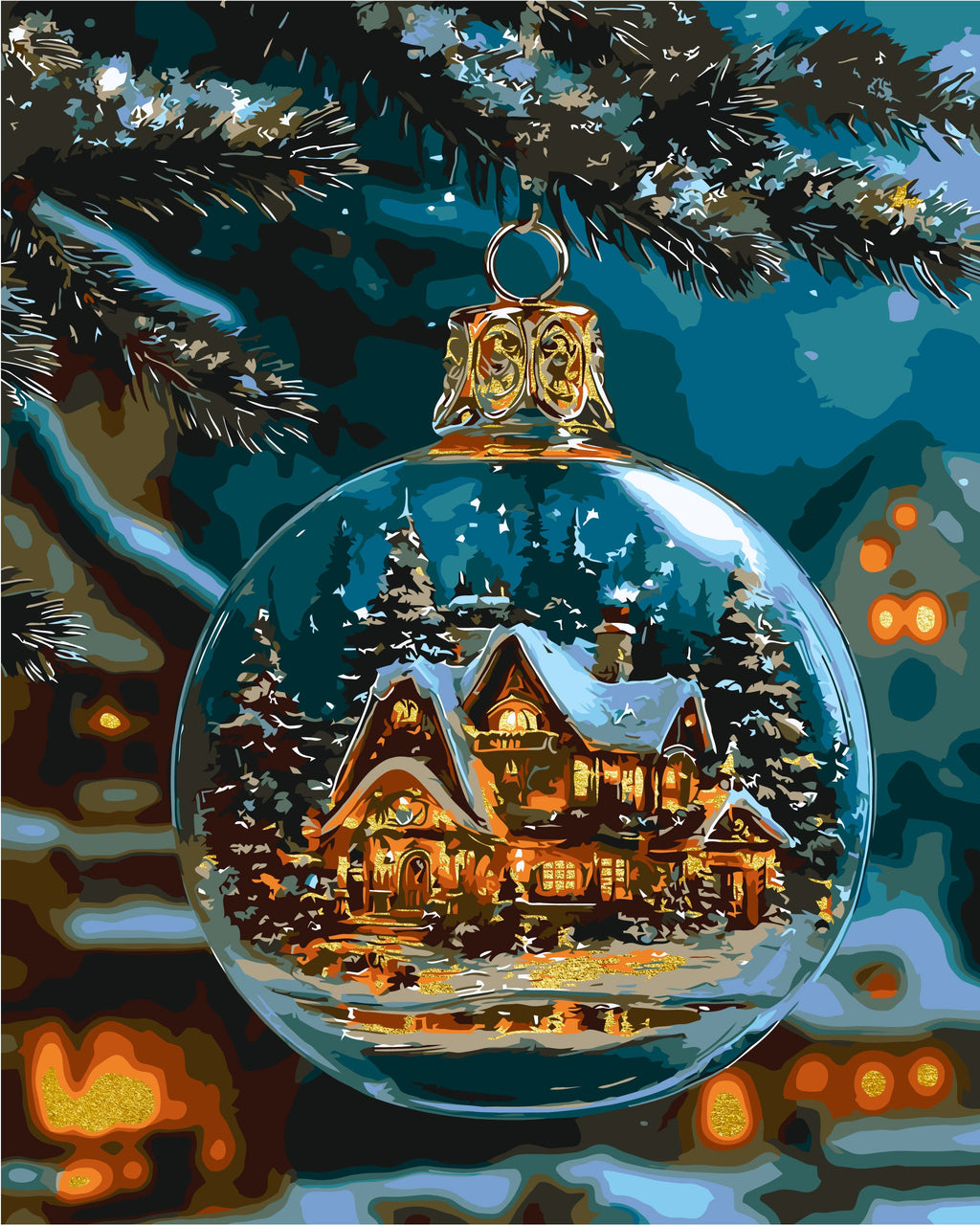 Noche de Navidad cálida con colores metálicos 40*50 cm LW 3550