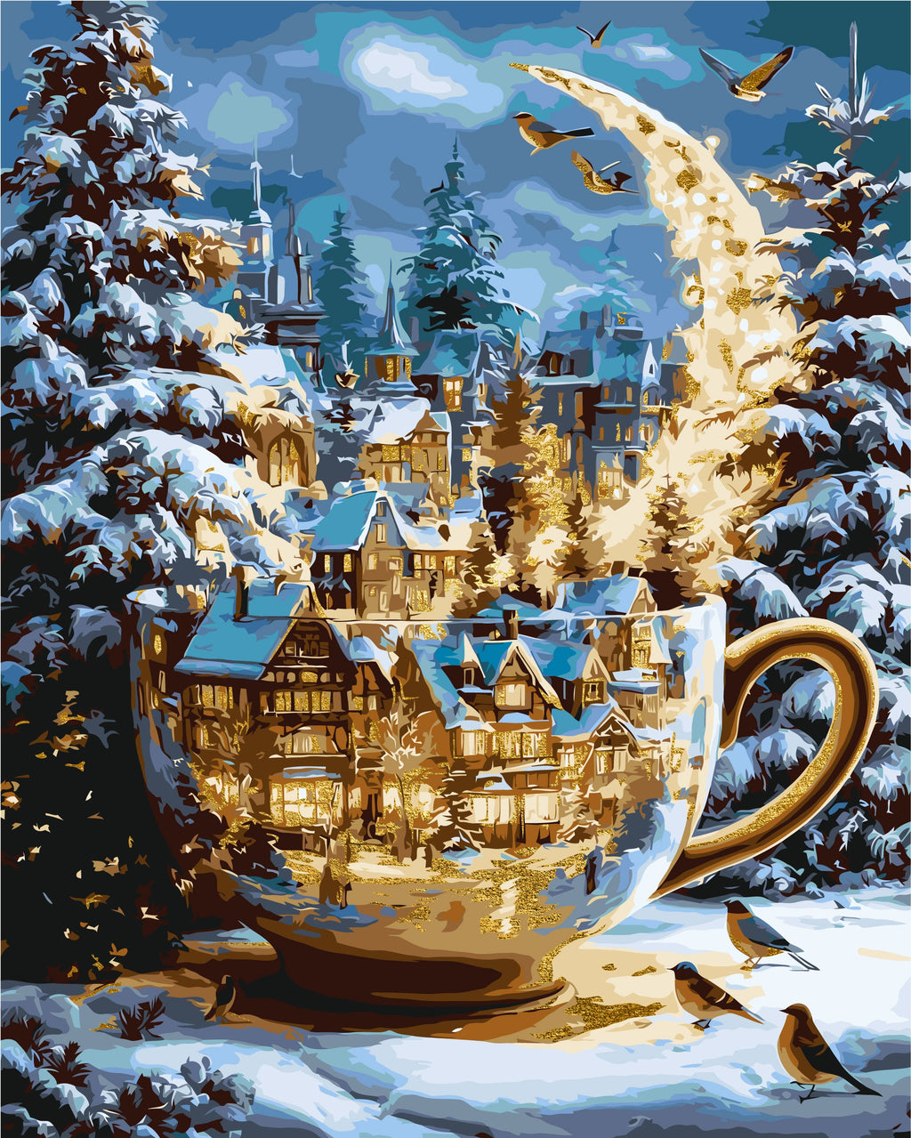 Noche de Invierno de los milagros navideños con pinturas metálicas 40*50 cmLW 3551