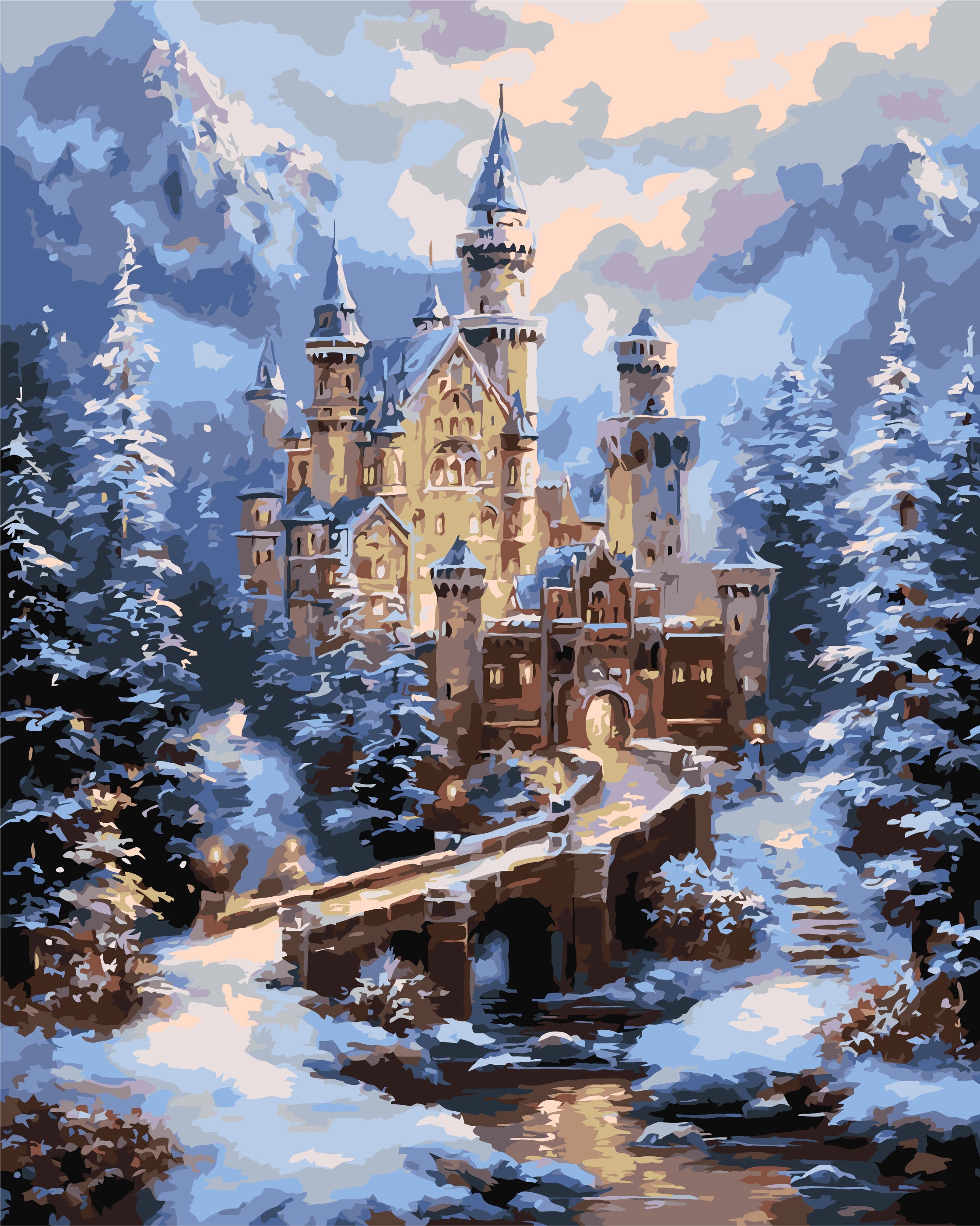 Castillo en montañas invernales 40*50 cm LW 3553