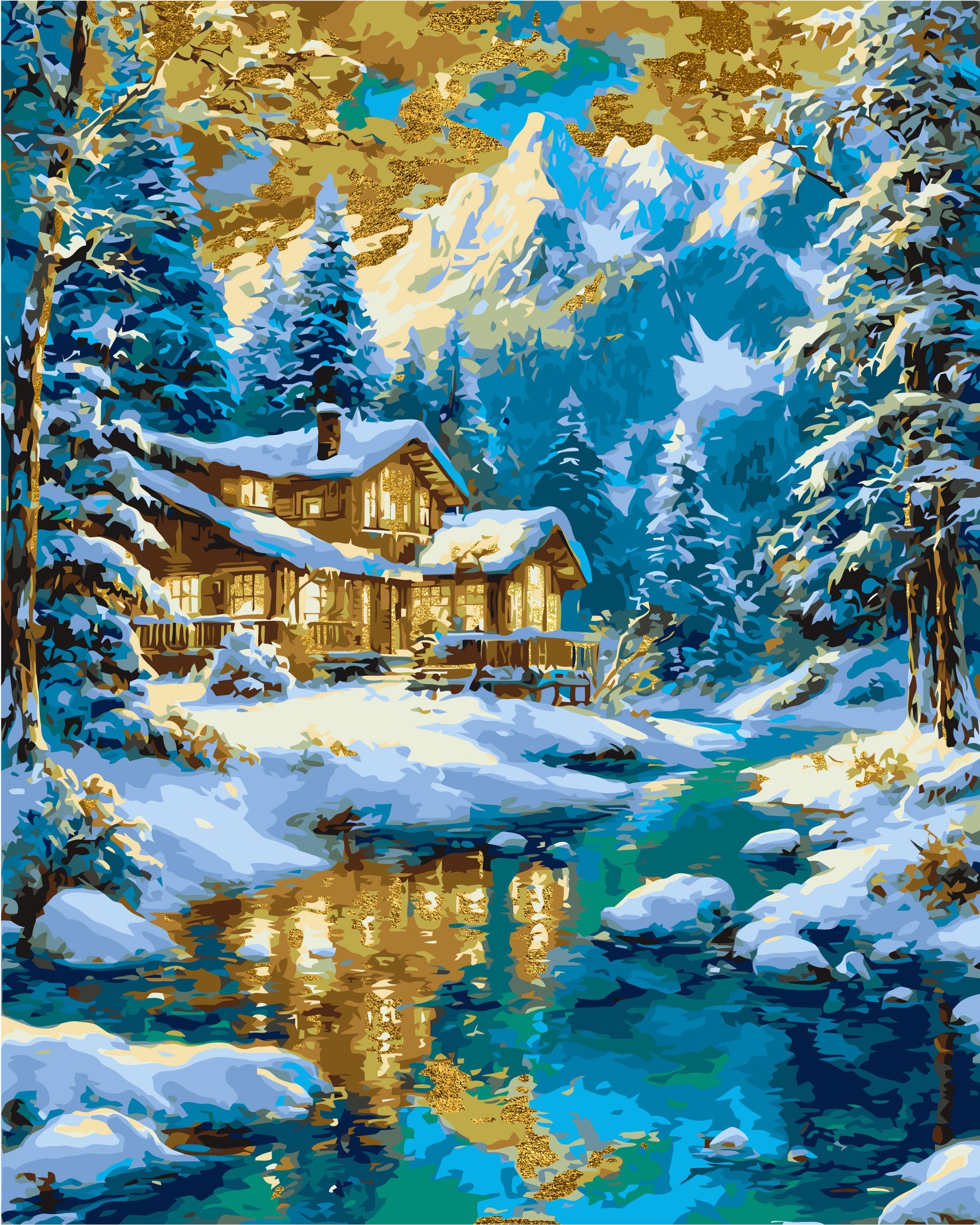 Paisaje invernal con colores metálicos 40*50 cm LW 3554