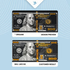 Dólar (100 dólares) con colores metálicos (oro) 40*80 cm LW 5100