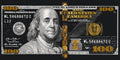 Dólar (100 dólares) con colores metálicos (oro) 40*80 cm LW 5100