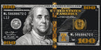 Dólar (100 dólares) con colores metálicos (oro) 40*80 cm LW 5100