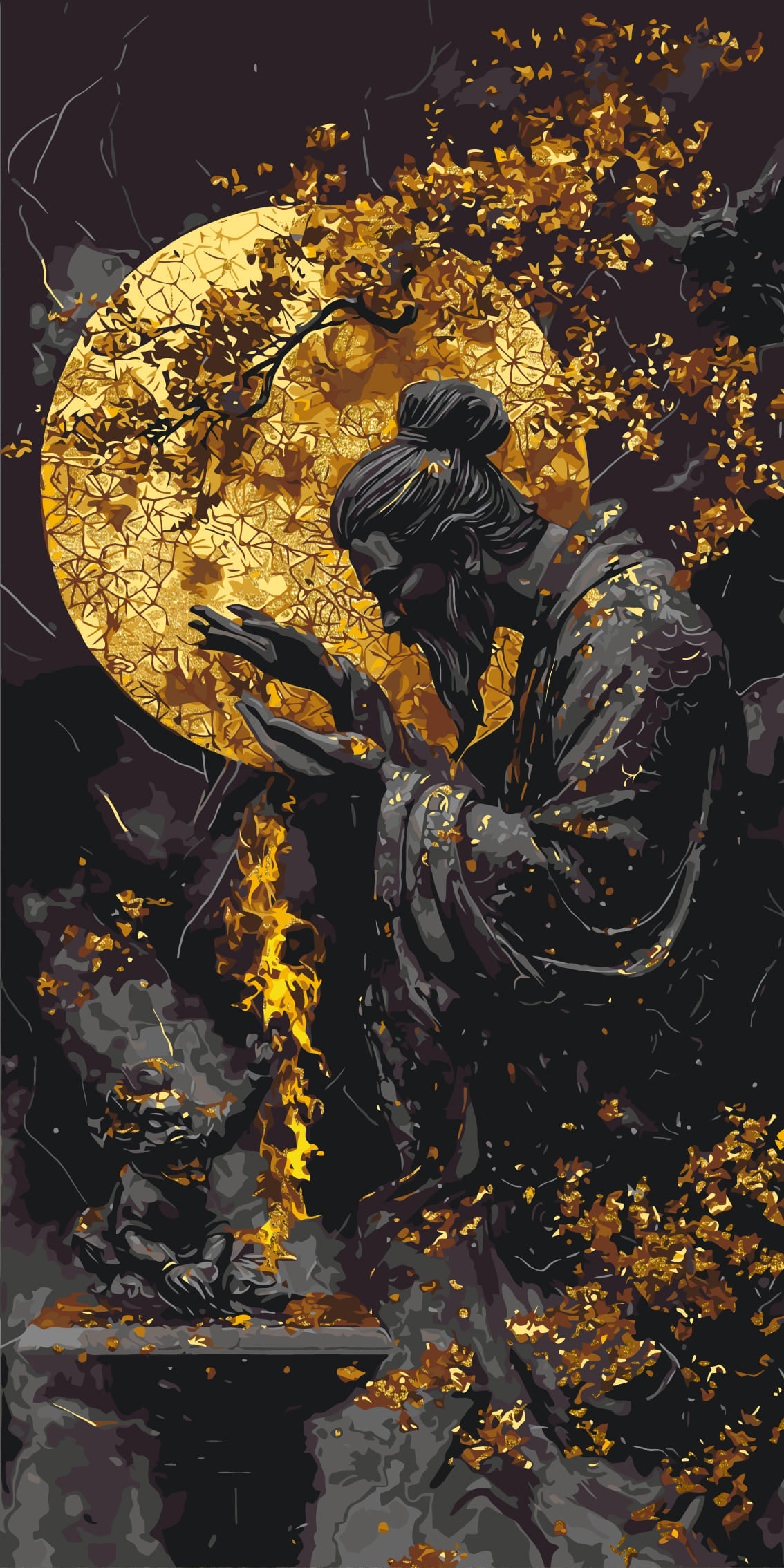 Silencio del gran maestro con colores metálicos 40*80 cm LW 5126