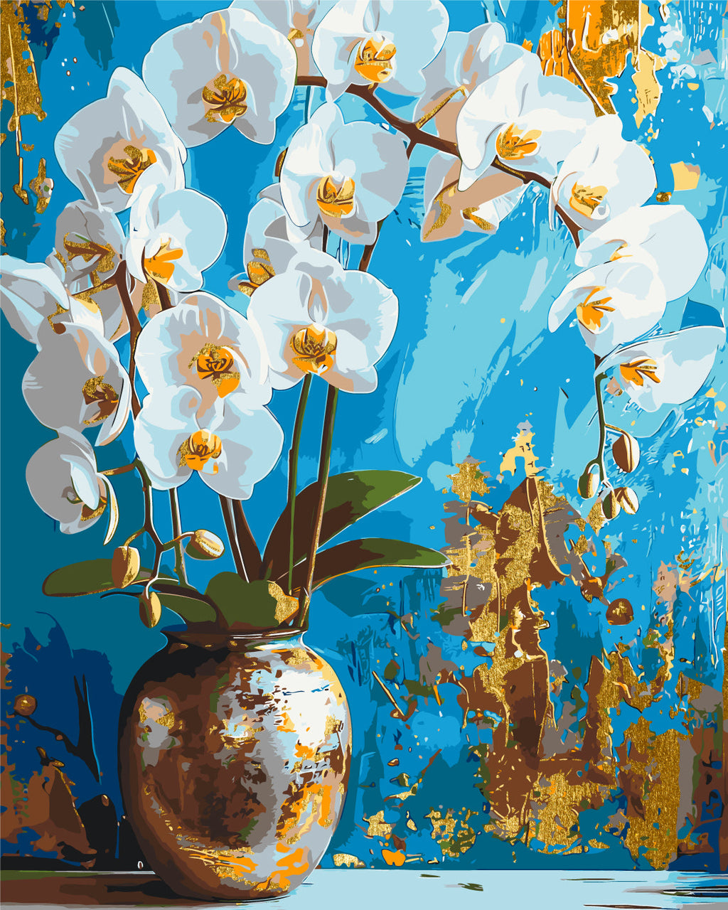 Orquídea blanca con colores metálicos 40*50 cm LW 8100