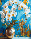 Orquídea blanca con colores metálicos 40*50 cm LW 8100
