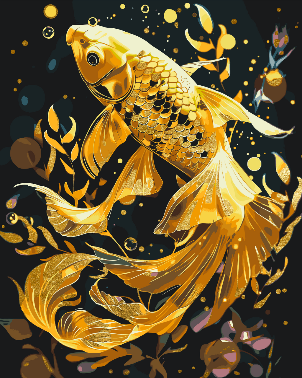 Pez dorado con colores metálicos 40*50 cm LW 9670