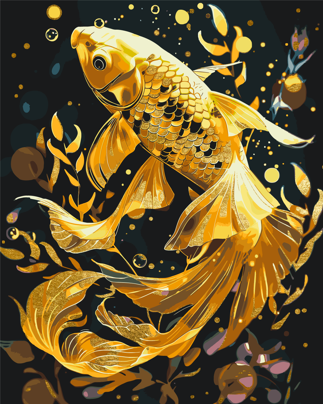 Pez dorado con colores metálicos 40*50 cm LW 9670