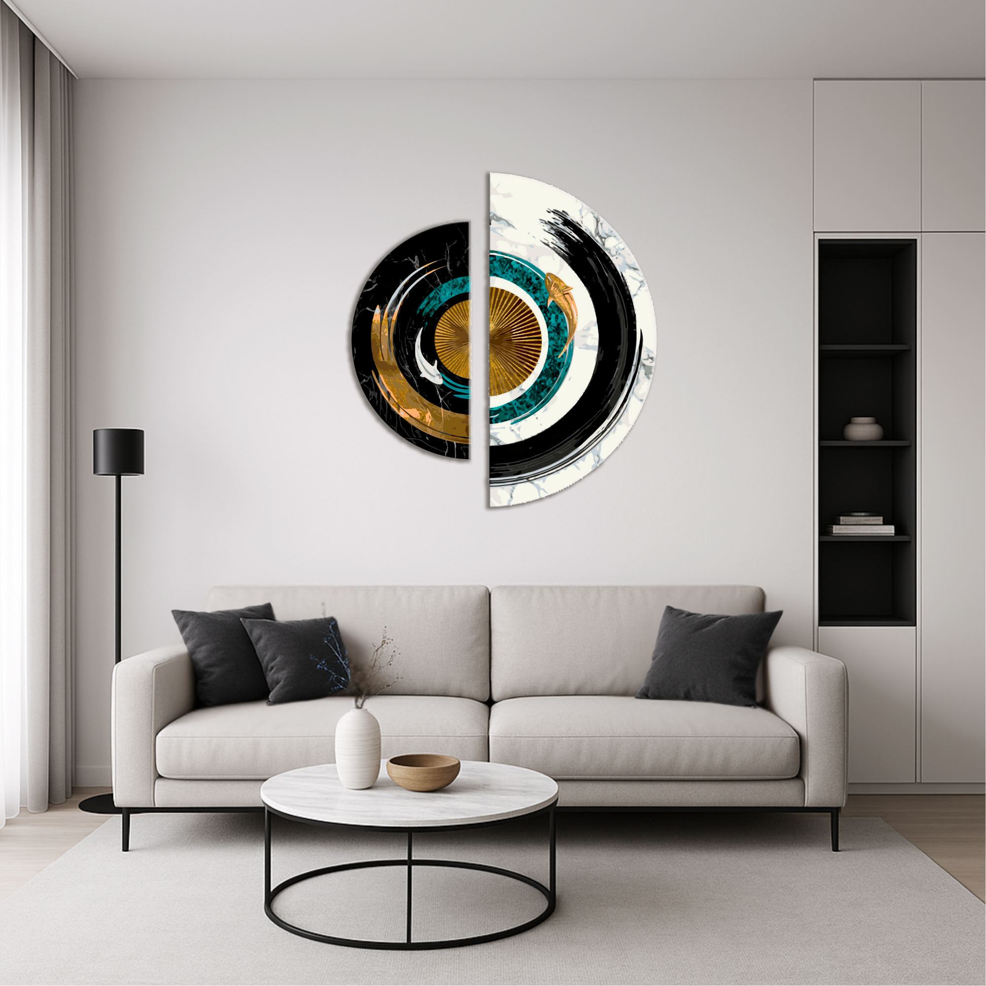 Equilibrio de opuestos con colores metálicos (semicírculos) 70*70 cm OSR 1001