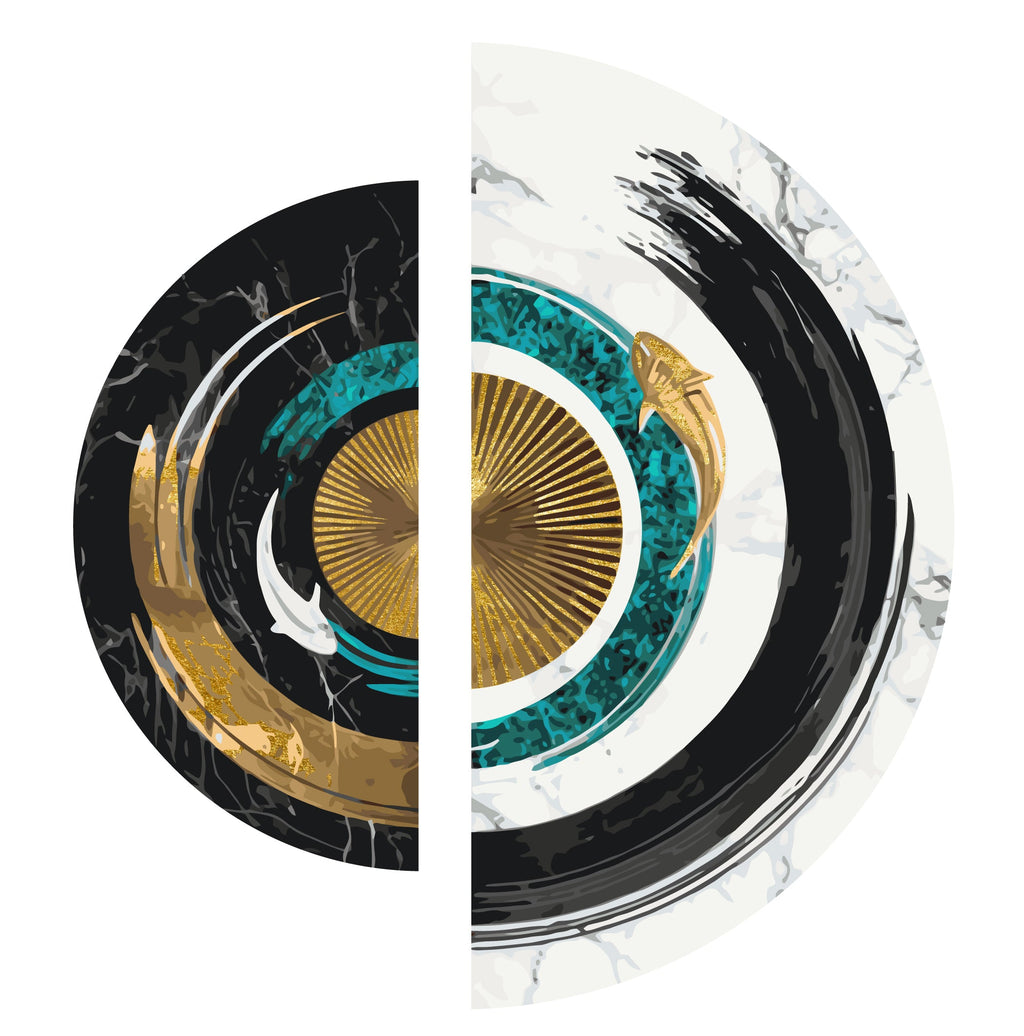 Equilibrio de opuestos con colores metálicos (semicírculos) 70*70 cm OSR 1001