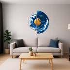 Danza de ballenas en el planeta dorado con colores metálicos (semicírculos) 70*70 cm OSR 1002