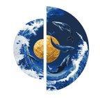Danza de ballenas en el planeta dorado con colores metálicos (semicírculos) 70*70 cm OSR 1002