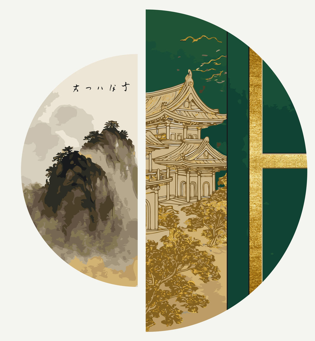 Armonía oriental con colores metálicos (semicírculos) 70*70 cm OSR 1003