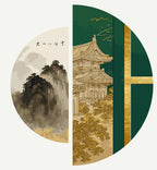 Armonía oriental con colores metálicos (semicírculos) 70*70 cm OSR 1003