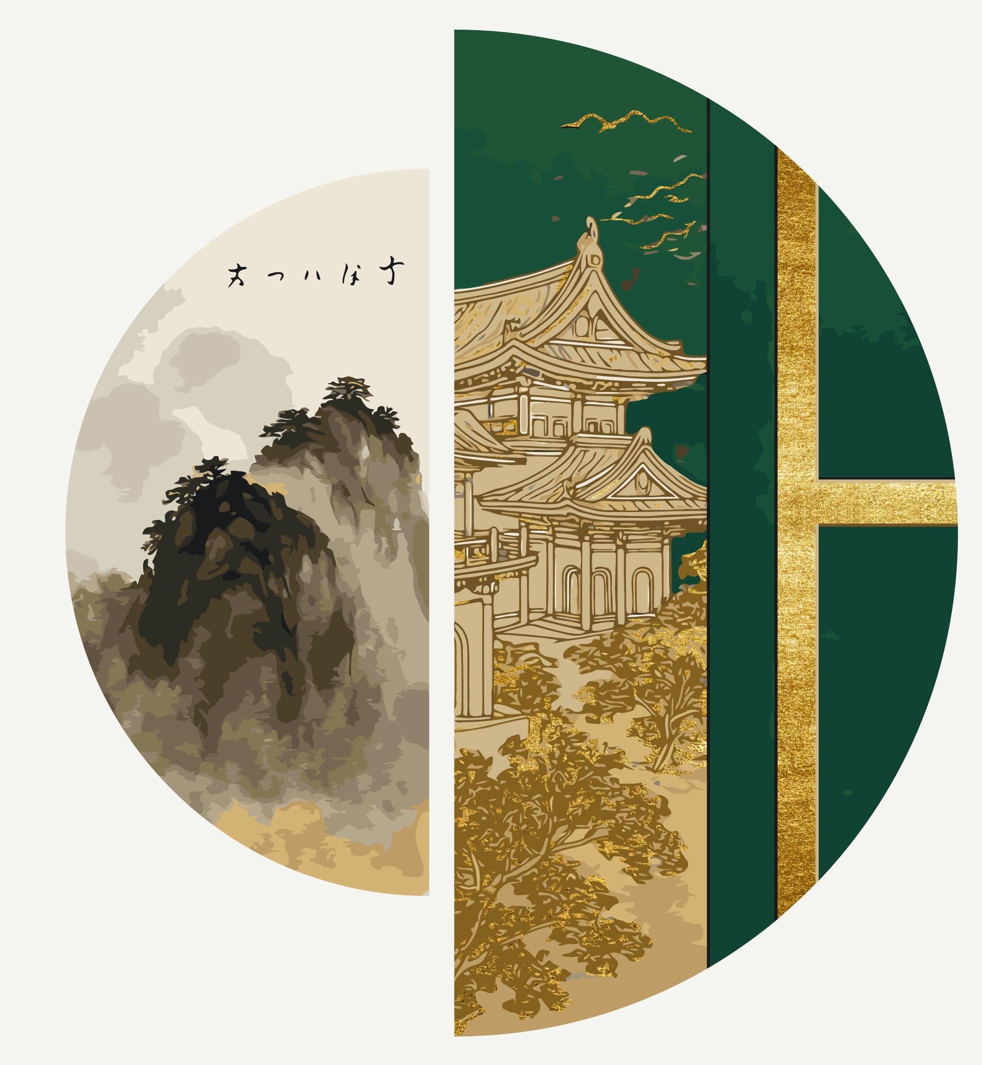 Armonía oriental con colores metálicos (semicírculos) 70*70 cm OSR 1003