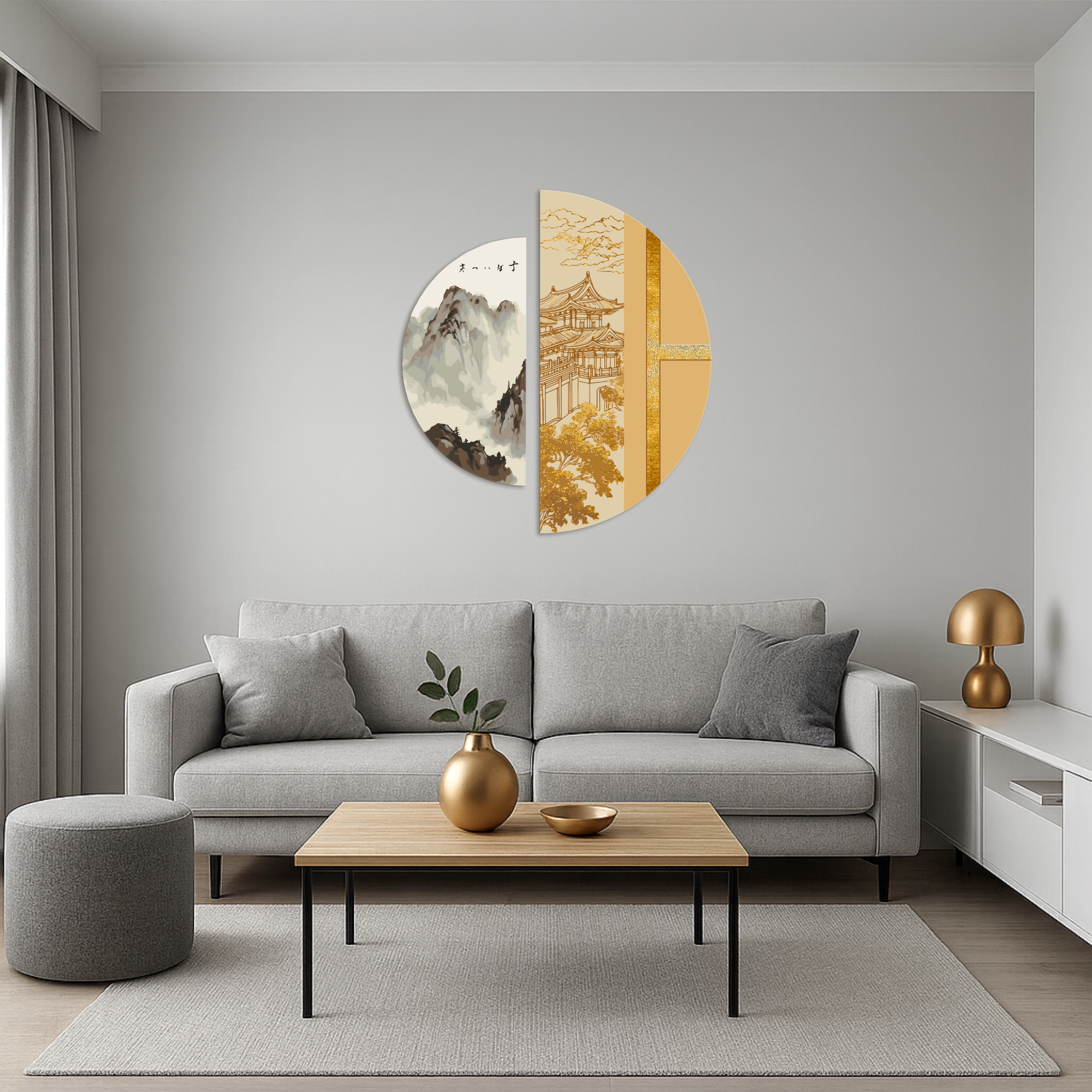Espíritu japonés con colores metálicos (medias lunas) 70*70 cm OSR 1004