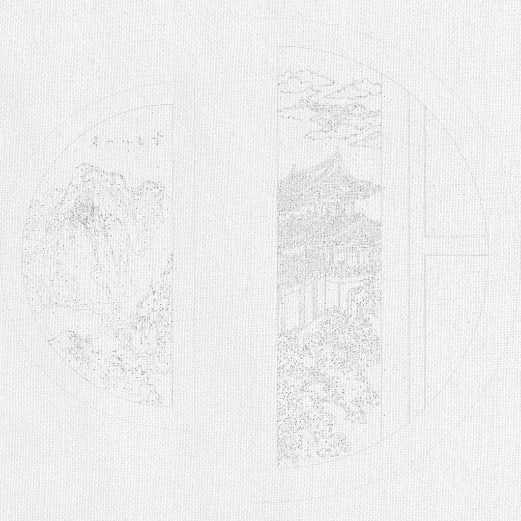 Espíritu japonés con colores metálicos (medias lunas) 70*70 cm OSR 1004