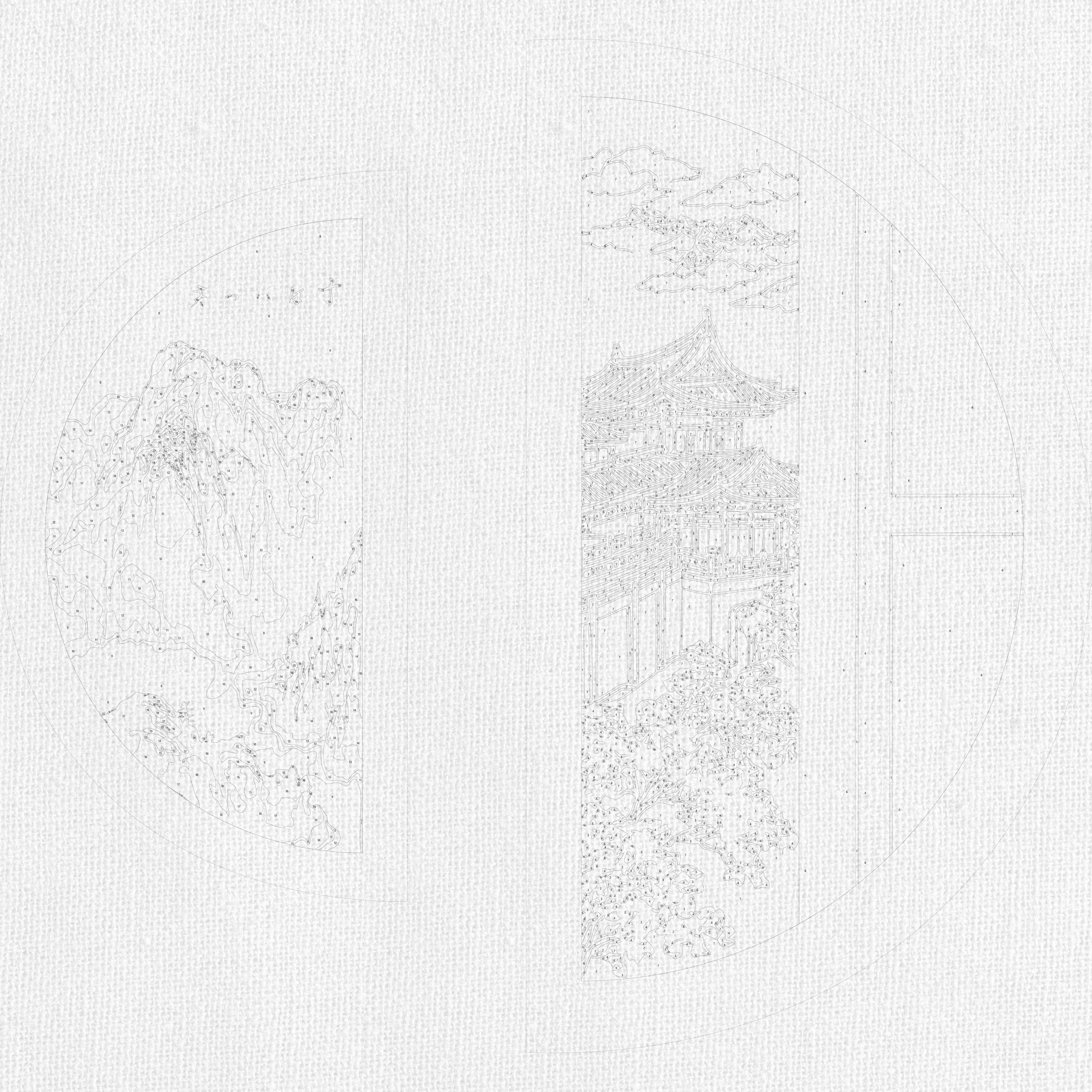 Espíritu japonés con colores metálicos (medias lunas) 70*70 cm OSR 1004