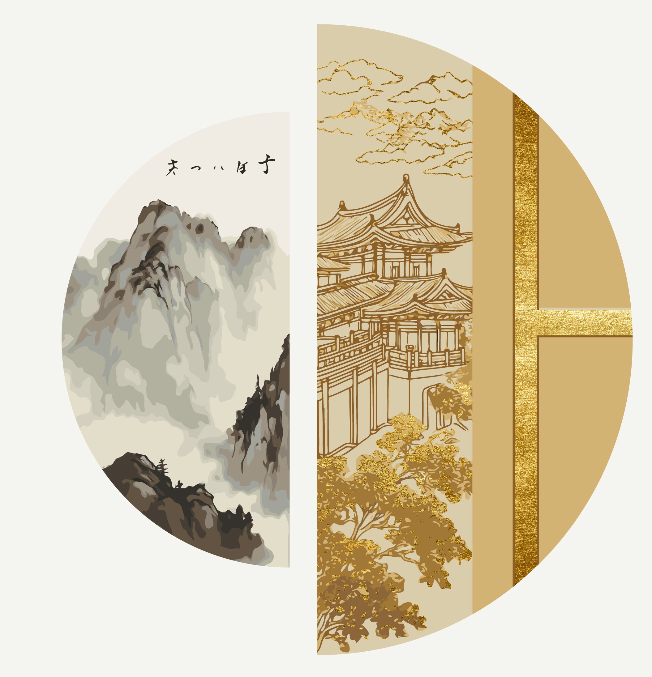 Espíritu japonés con colores metálicos (medias lunas) 70*70 cm OSR 1004