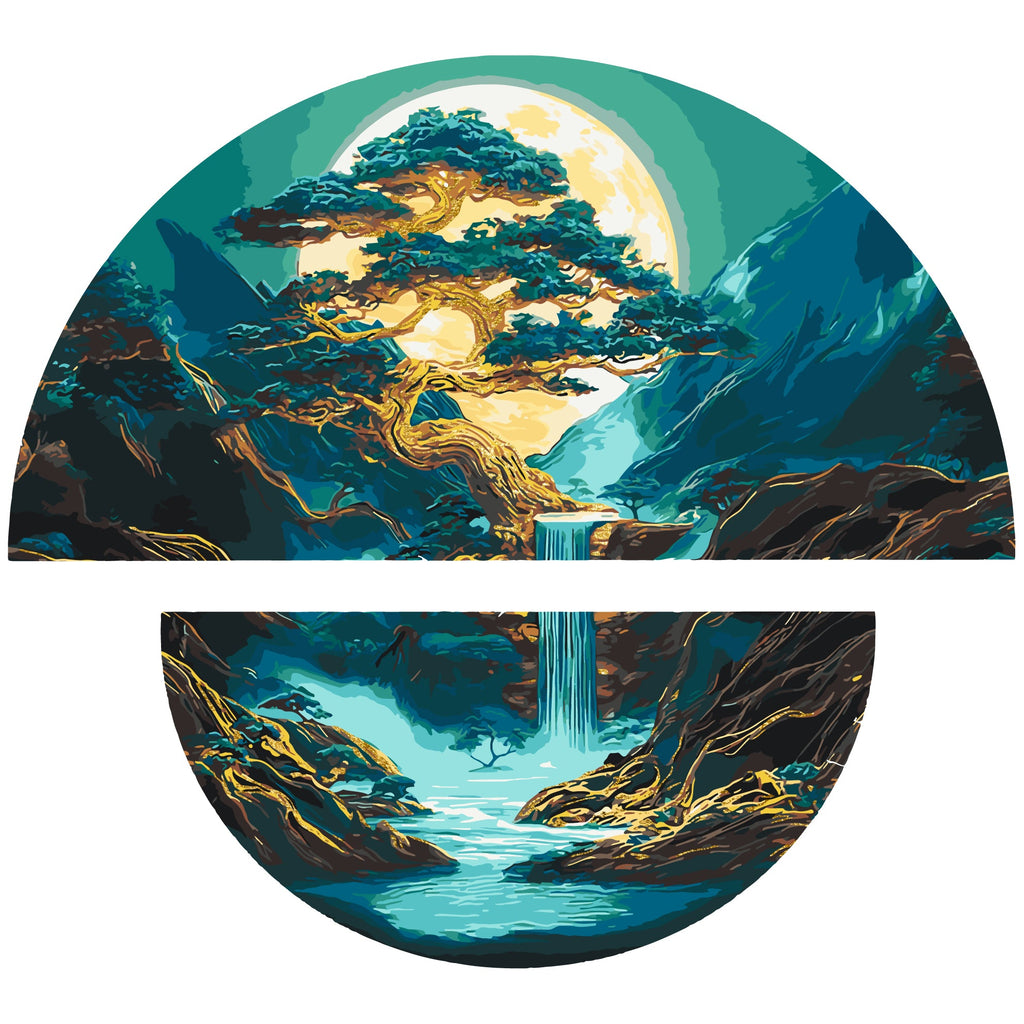 Magia del paisaje nocturno con colores metálicos (semicírculos) 70*70 cm OSR 1006