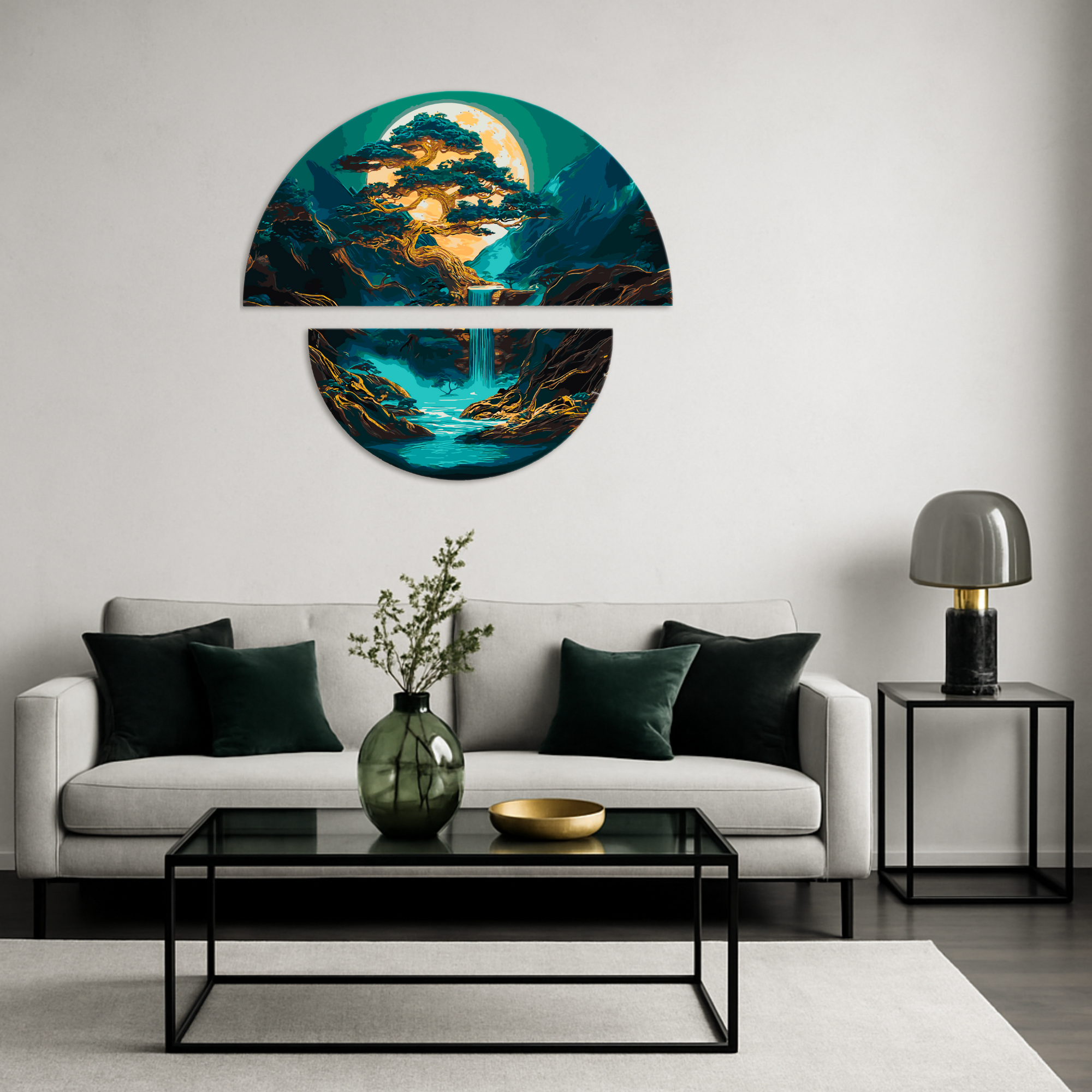 Magia del paisaje nocturno con colores metálicos (semicírculos) 70*70 cm OSR 1006